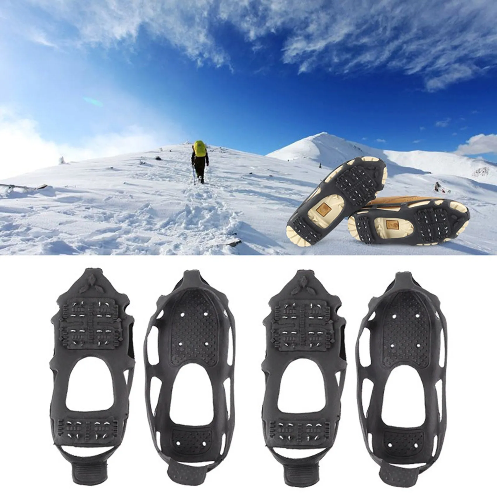 1 Pair 24-Teeth Ice Spikes Claws Ice Cleats Snow Traction Cleats Crampon for Walking on Snow and Ice