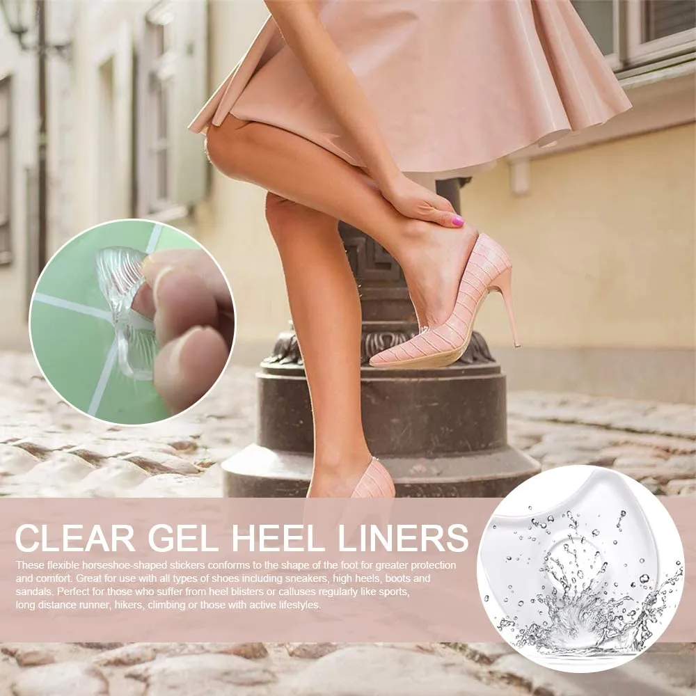 16 Pcs Self Adhesive Corn Pads Clear Gel Heel Liners Corn Removal Sticker Cushions Horseshoe-Shaped Gel Corn Ring for Women Men Relieve Shoe Friction Feet Sore