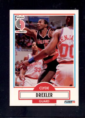 1990-91 Fleer #154 Clyde Drexler Portland Trail Blazers Basketball Cards