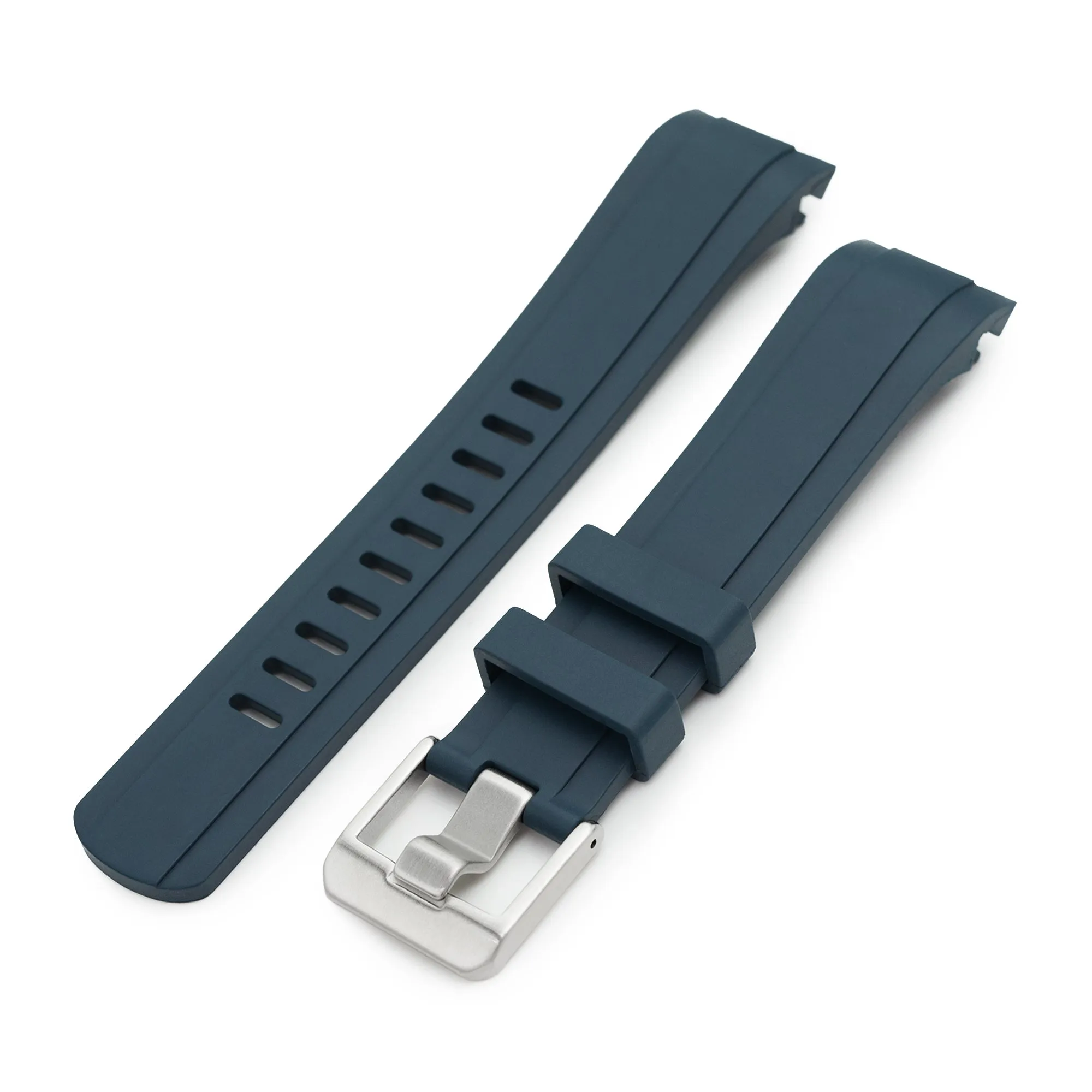 22mm Crafter Blue - CB10-F Blue FKM Rubber Curved Lug Watch Band for Seiko 5 Sports 42.5mm SRPD models