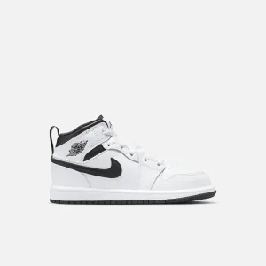 Air Jordan Kids' 1 Mid White Black (PS)