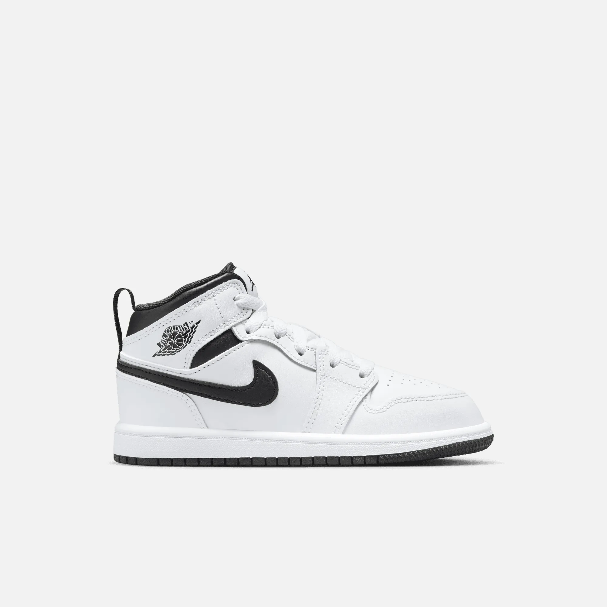 Air Jordan Kids' 1 Mid White Black (PS)