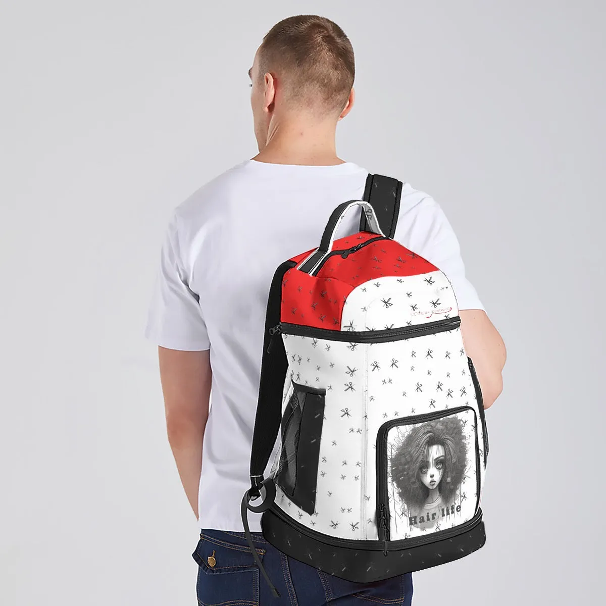 All-Over Print Multifunctional Backpack hair, life themed print