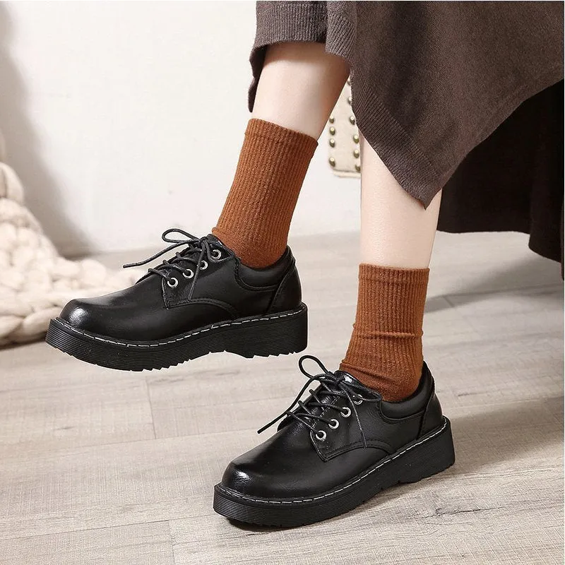 Amozae Japanese School Uniform shoes Jk Student Shoes Girls Women Kawaii Lolita Soft Girl Round Toe lolita Platform Mary Jane Shoes