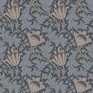 Anemone Dark Blue Floral Trail Wallpaper