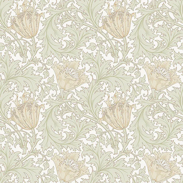 Anemone Light Green Floral Trail Wallpaper