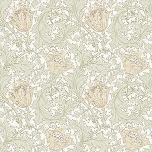 Anemone Light Green Floral Trail Wallpaper