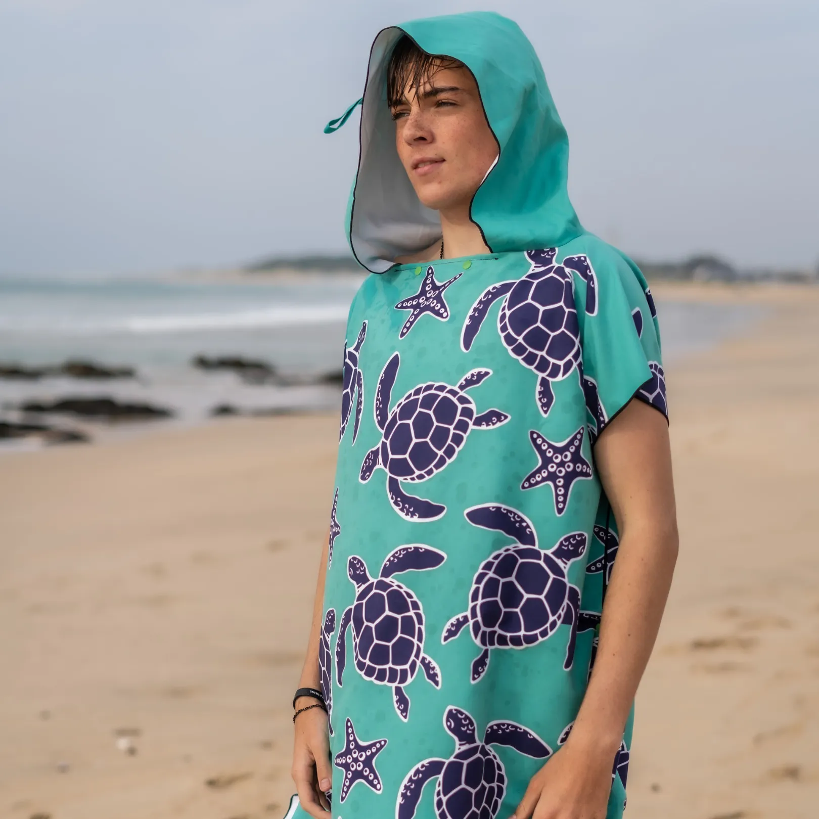 Aqua Turtle - Microfibre Hoodie Towel