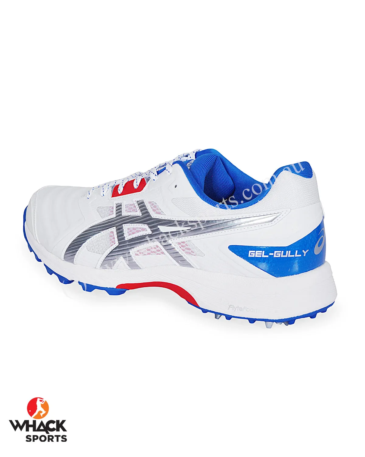 ASICS Gel Gully 7 Cricket Shoes - Steel Spikes - White/Pure Silver