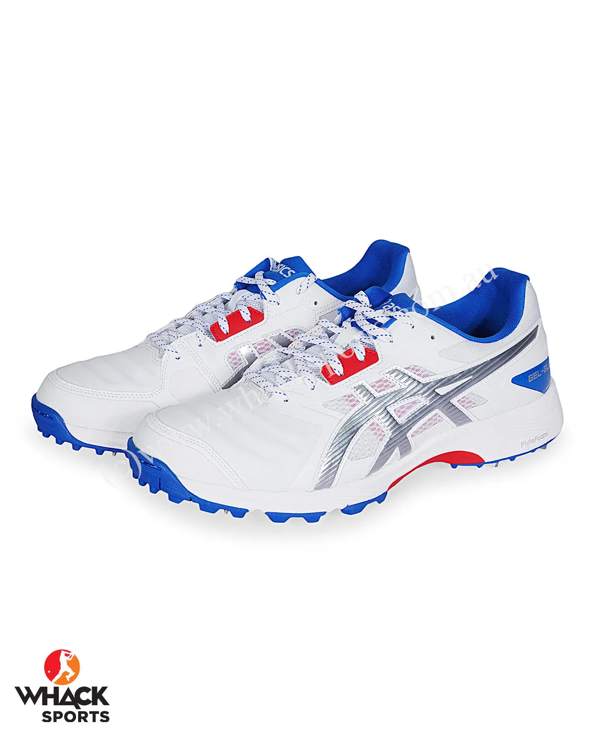 ASICS Gel Gully 7 Cricket Shoes - Steel Spikes - White/Pure Silver