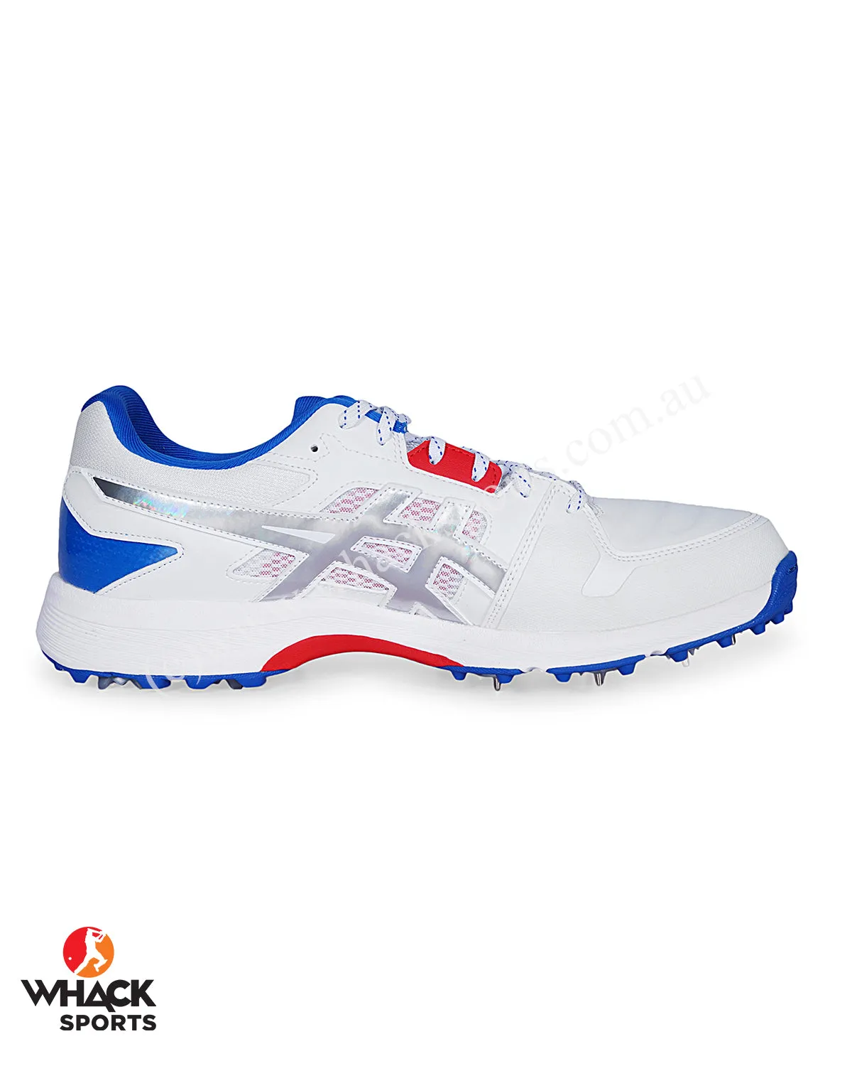 ASICS Gel Gully 7 Cricket Shoes - Steel Spikes - White/Pure Silver