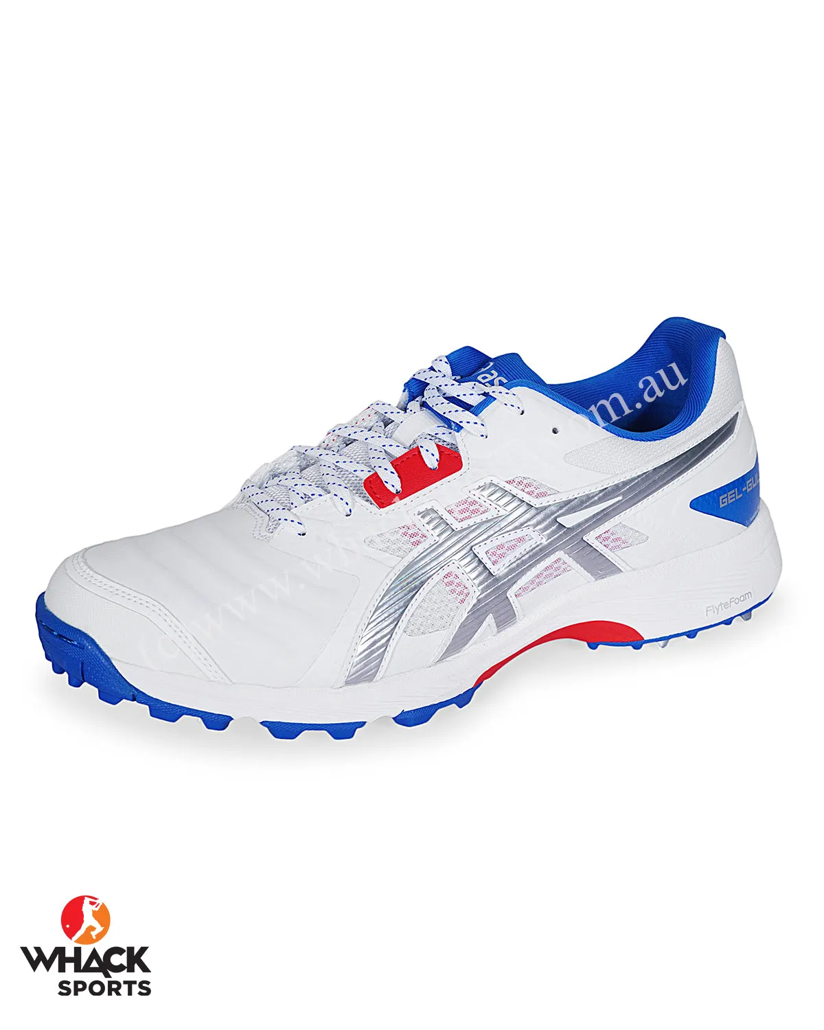 ASICS Gel Gully 7 Cricket Shoes - Steel Spikes - White/Pure Silver