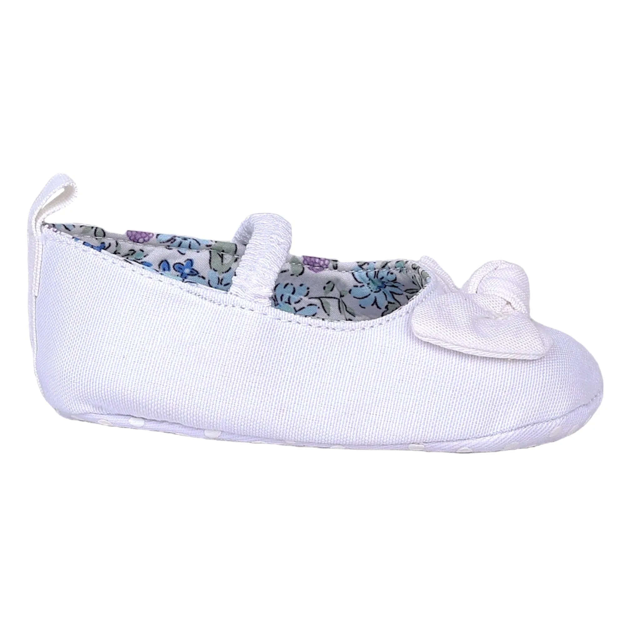 Baby Moo Bow Knot Elastic Strap First Walkers Anti-Skid Ballerina Booties - White