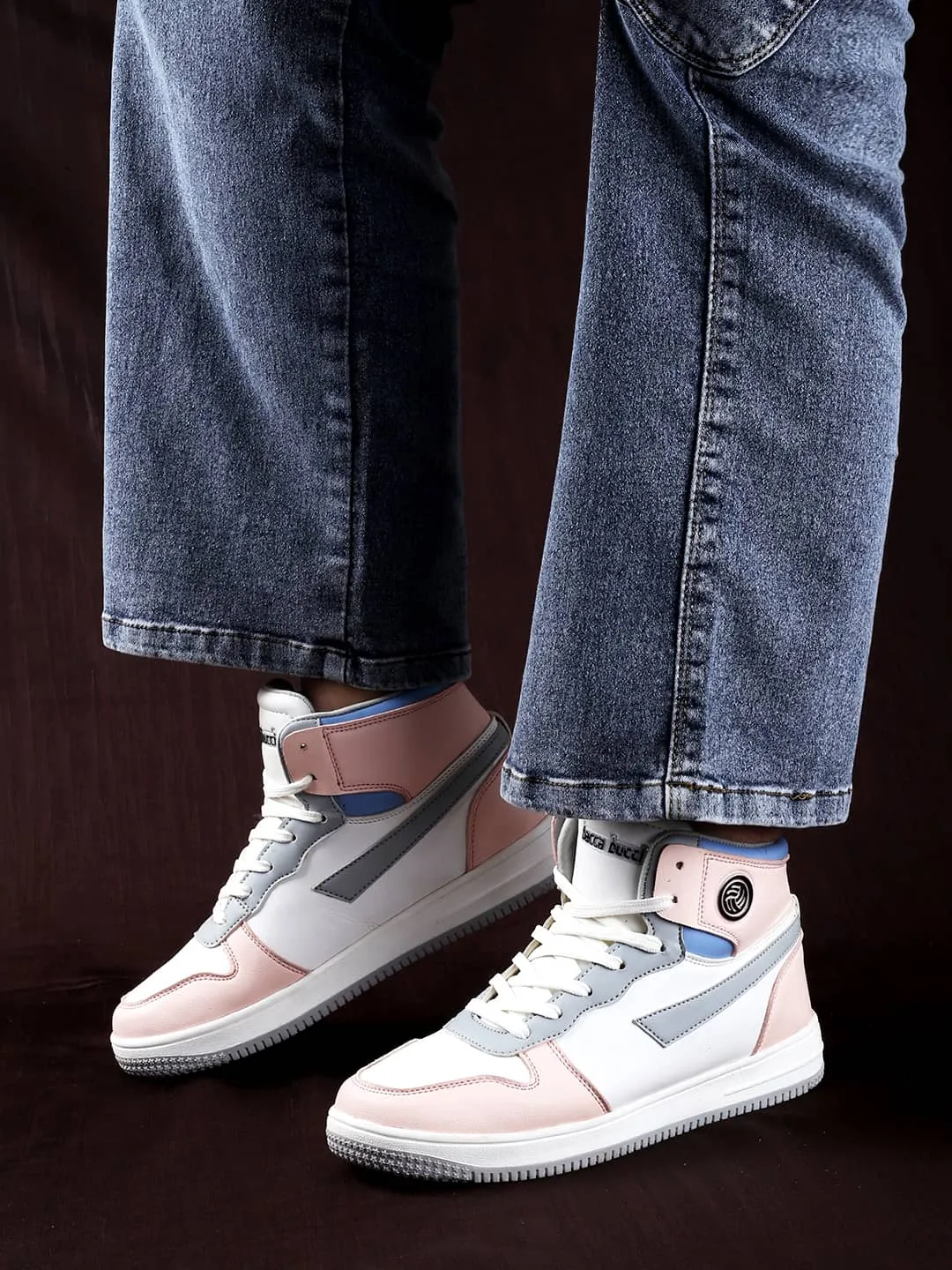 Bacca Bucci Femme High-Top Harmony Sneakers—Elegant Pastel Blue and Pink Women's Lace-Ups