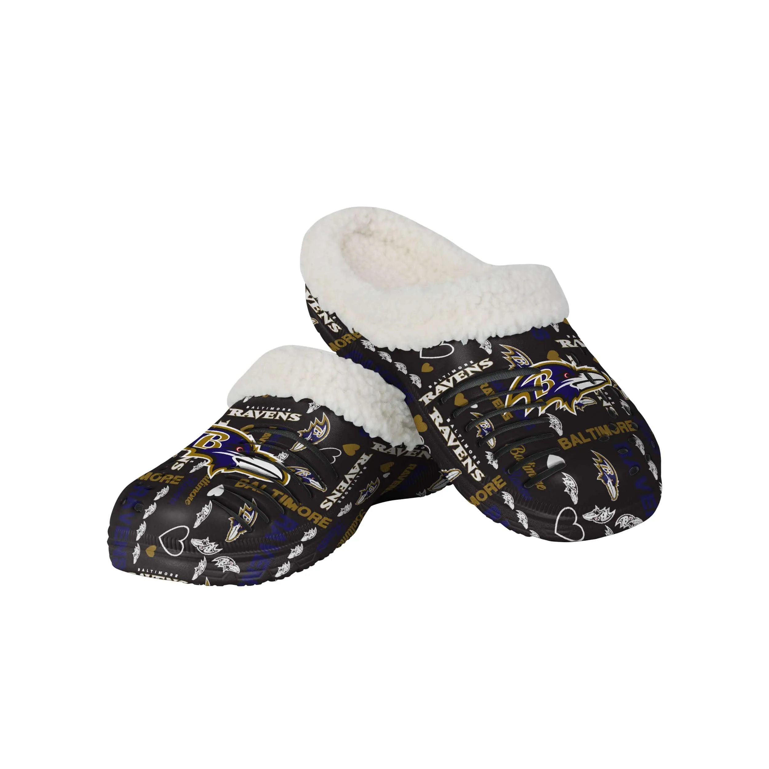 Baltimore Ravens NFL Womens Sherpa Lined Logo Love Clog