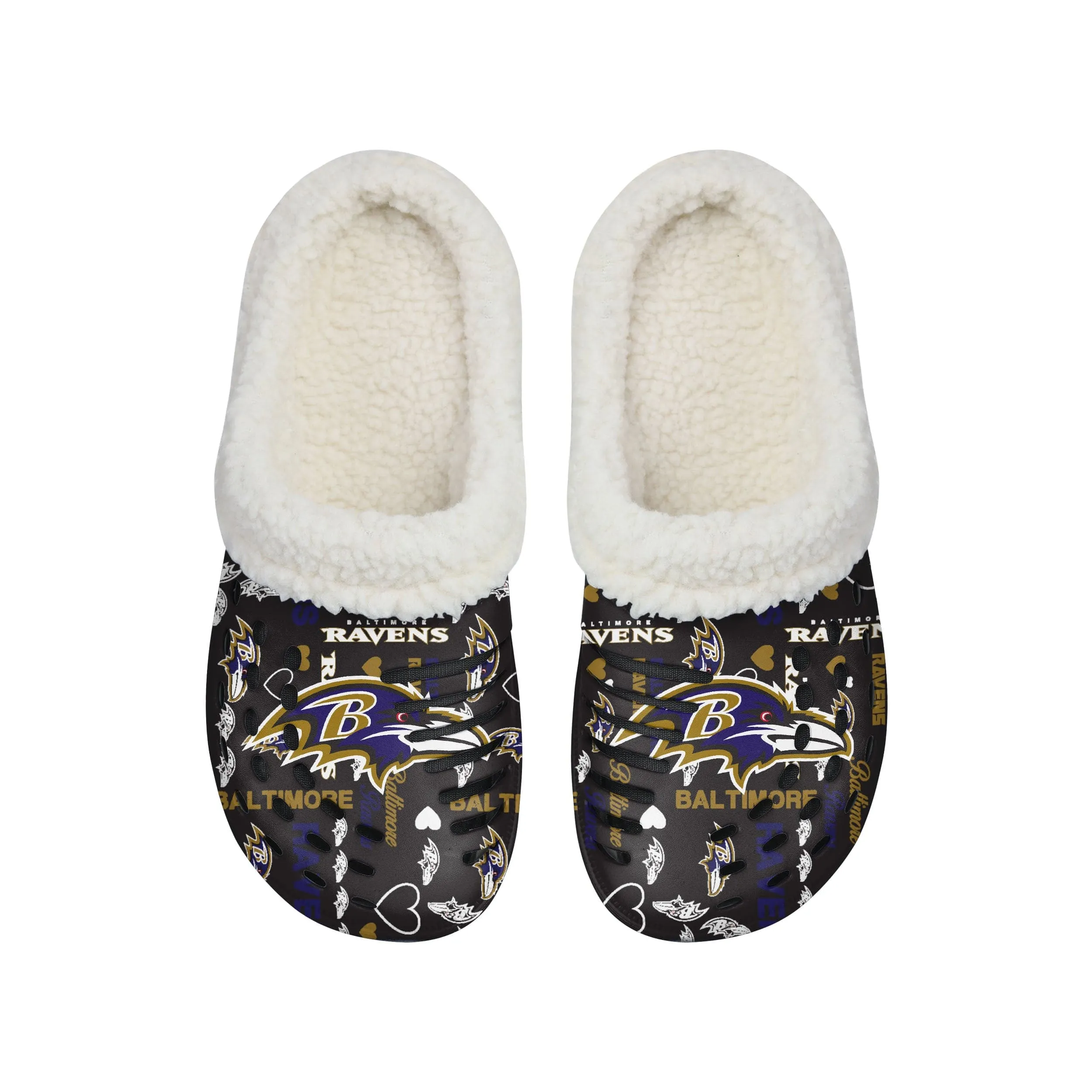 Baltimore Ravens NFL Womens Sherpa Lined Logo Love Clog