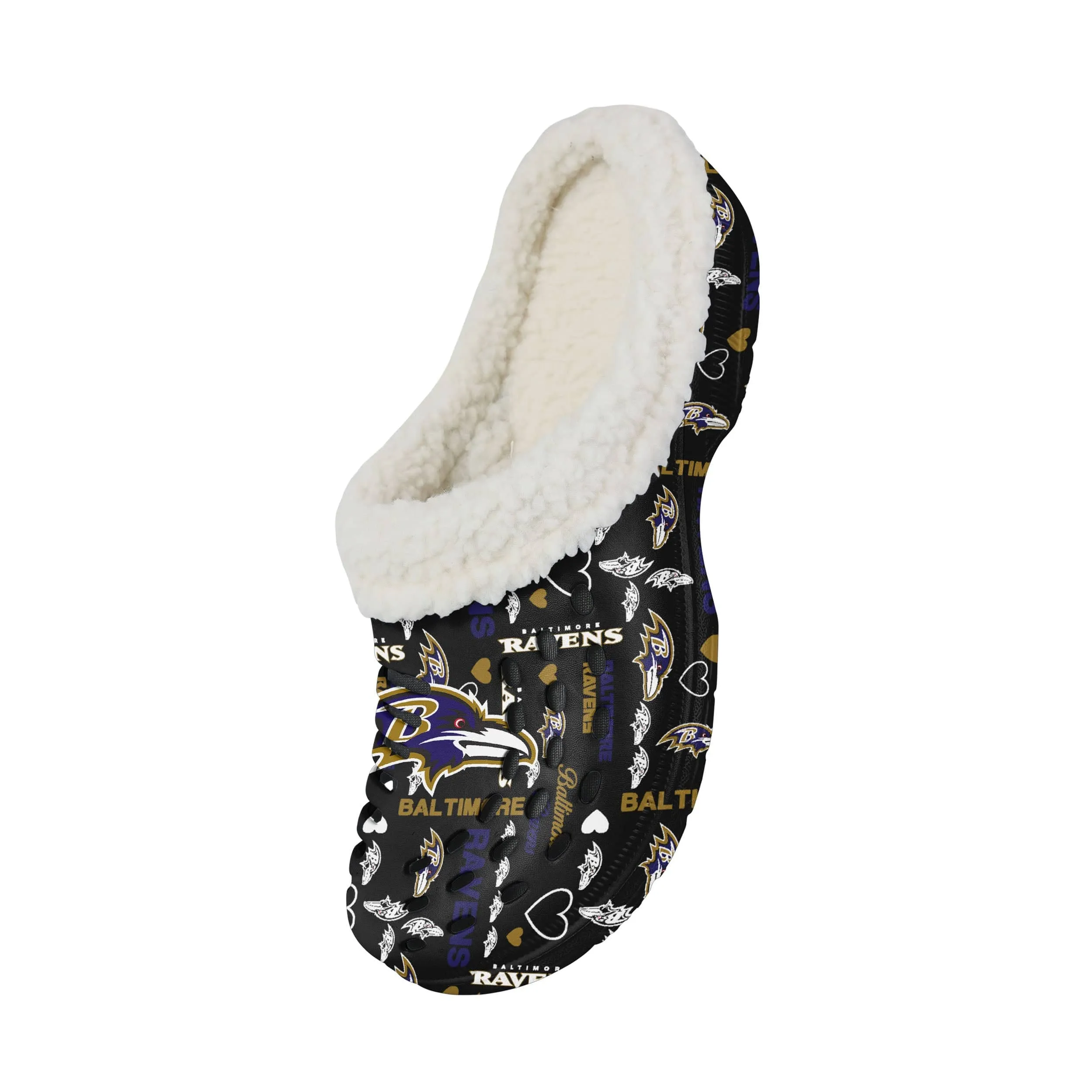 Baltimore Ravens NFL Womens Sherpa Lined Logo Love Clog