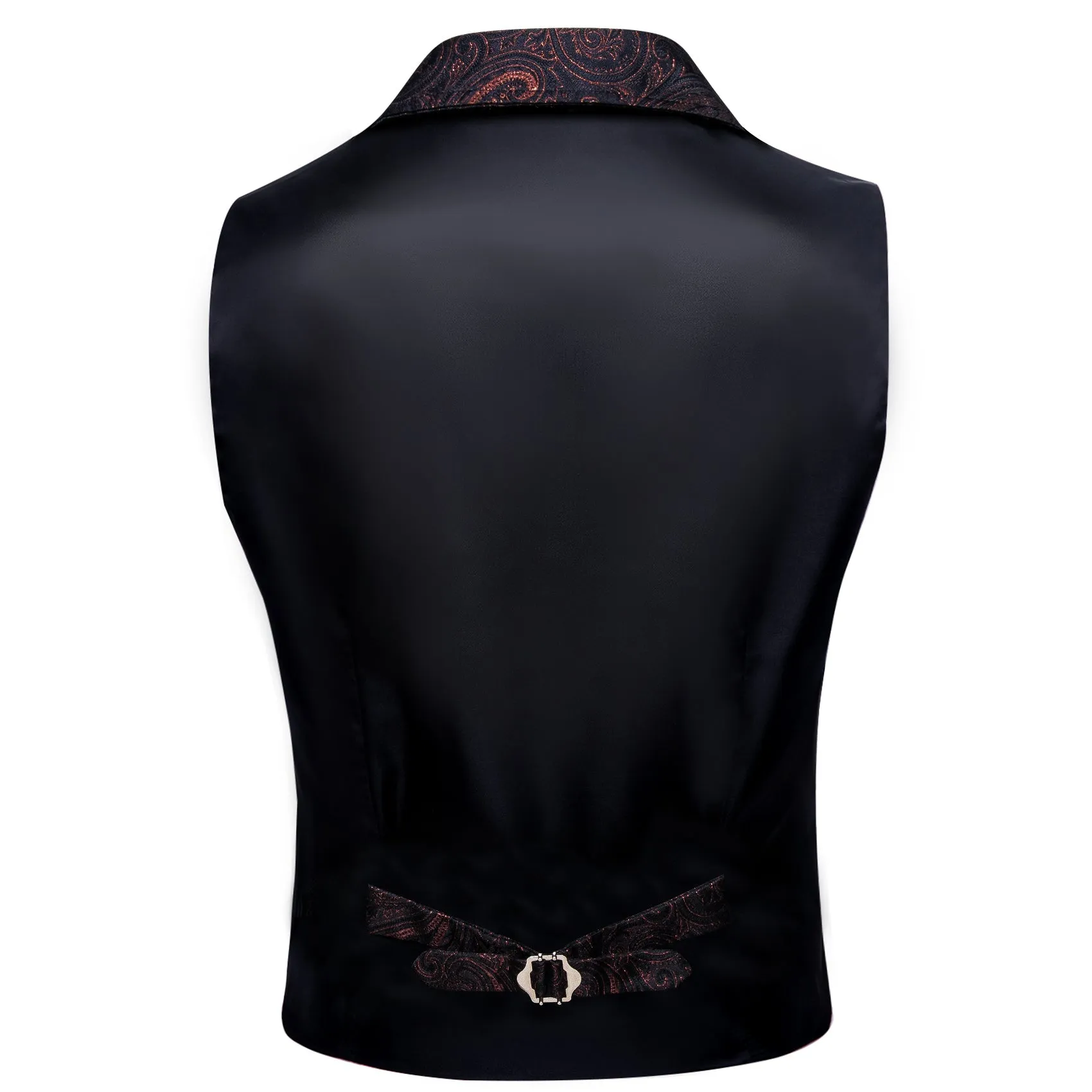 Black Red Paisley Jacquard Men's Collar Victorian Suit Vest