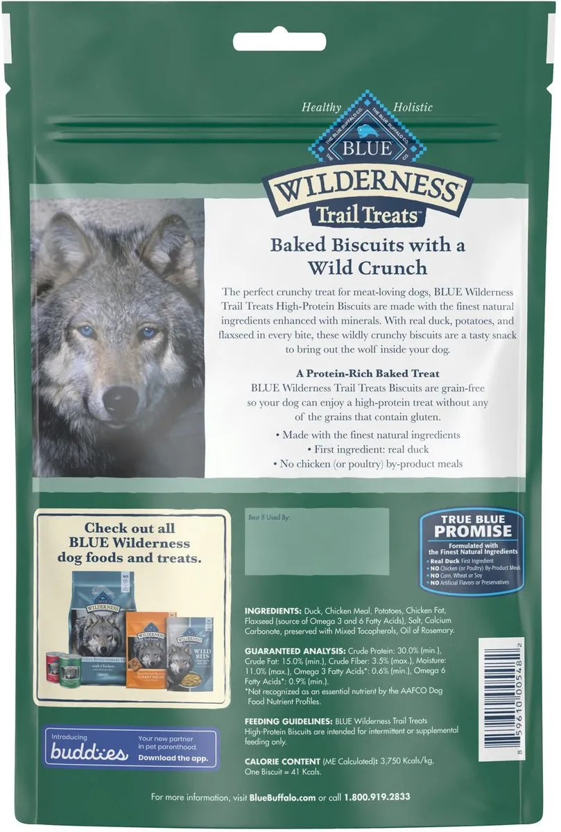 Blue Buffalo Wilderness Trail Treats Grain-Free Duck Biscuits Dog Treats