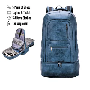 Blue Leather Luxury Carry-On (Patented Signature Design)