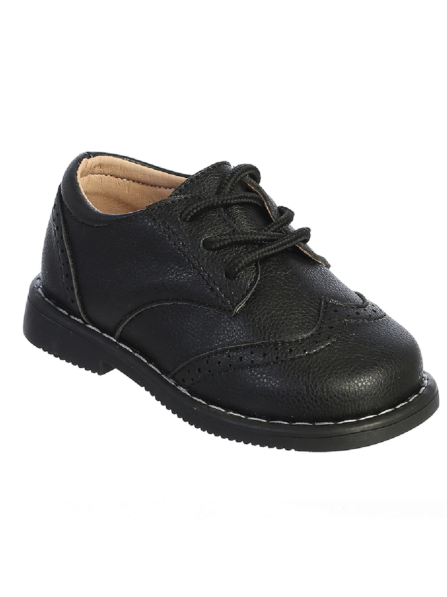 Boys Black Matte Wing Tip Dress Shoes 1 Baby-8 Toddler