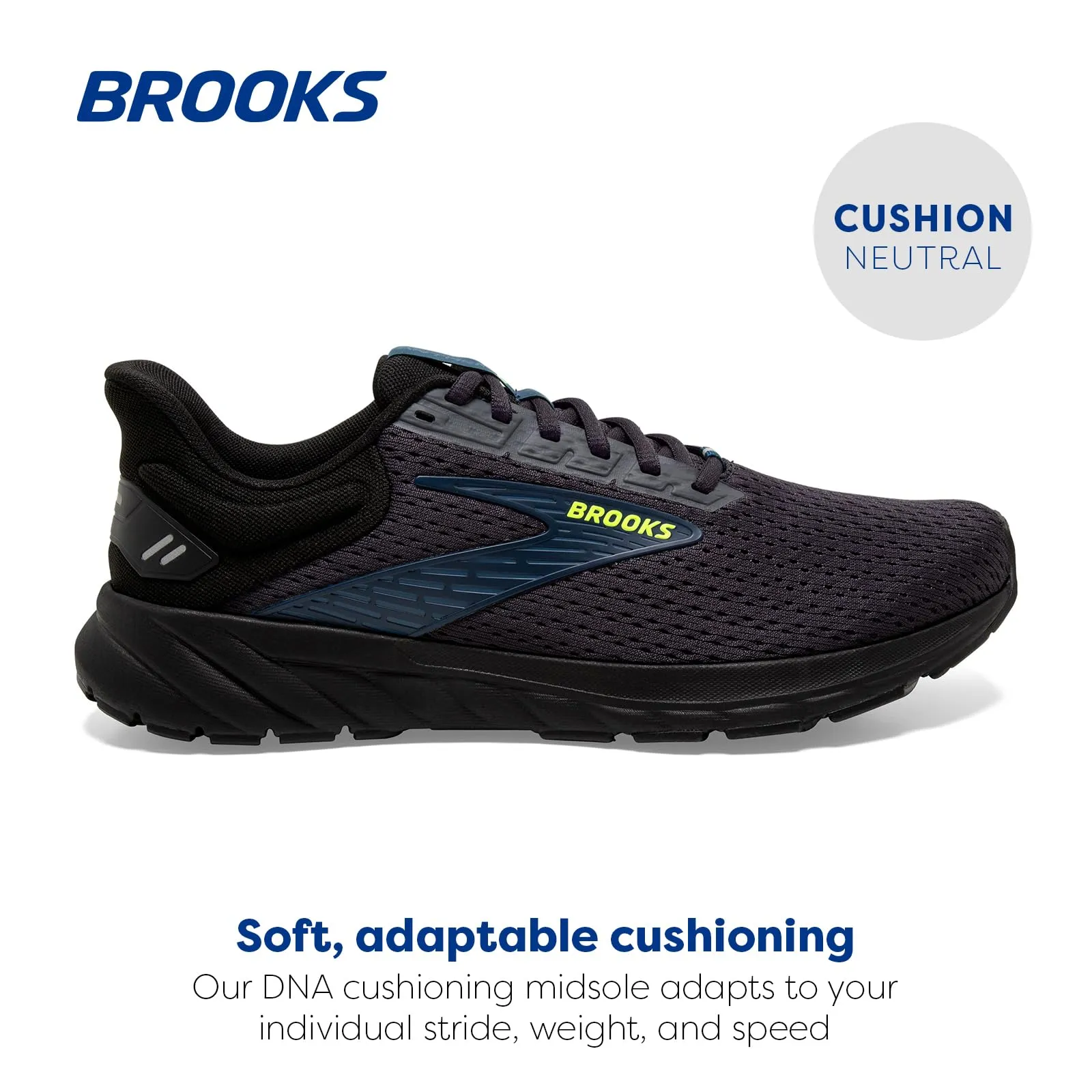 Brooks Men’s Anthem 6 Neutral Running Shoe - Ebony/Black/Blue - 10.5 Medium