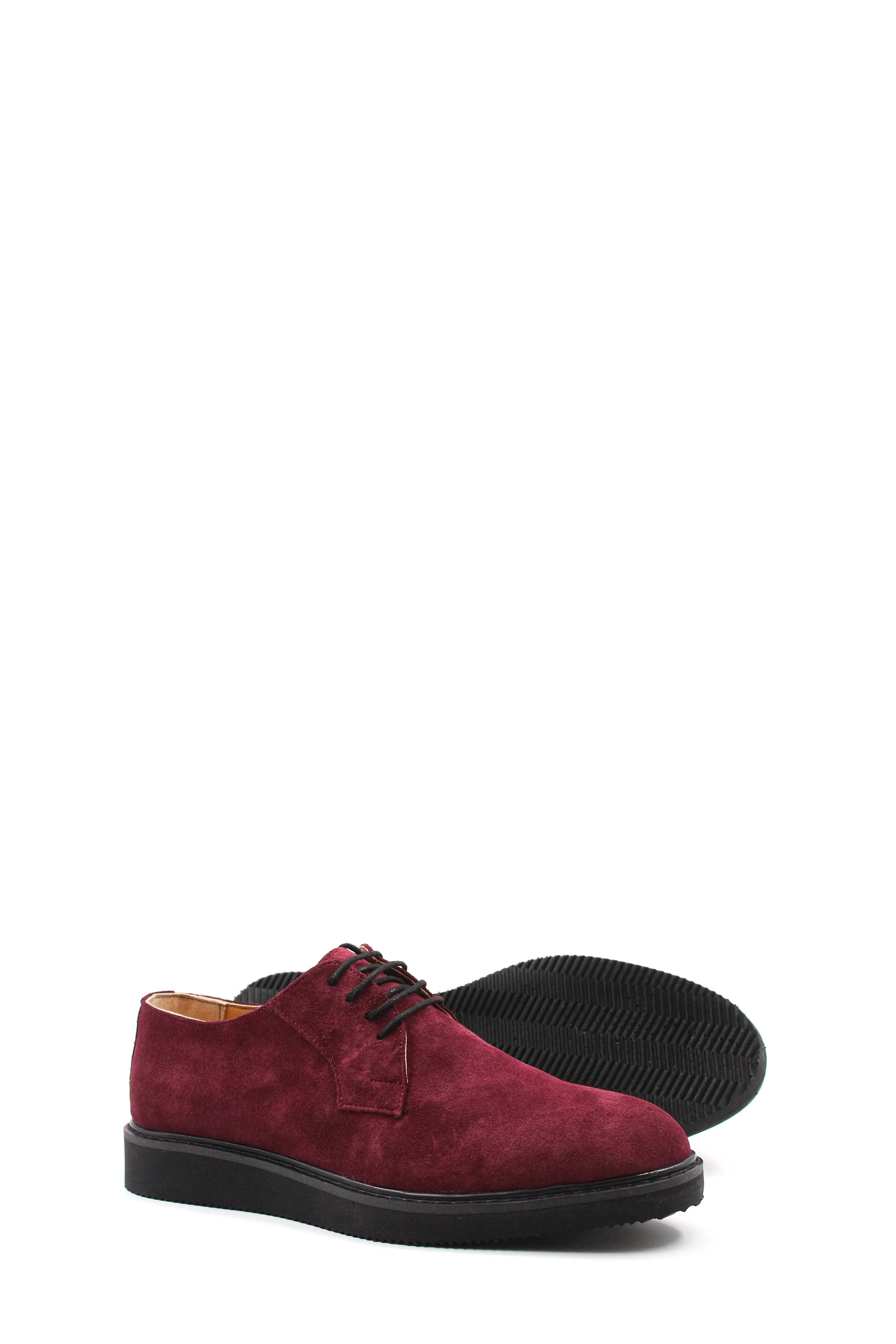 Burgundy Suede Derby Shoes-Wessi