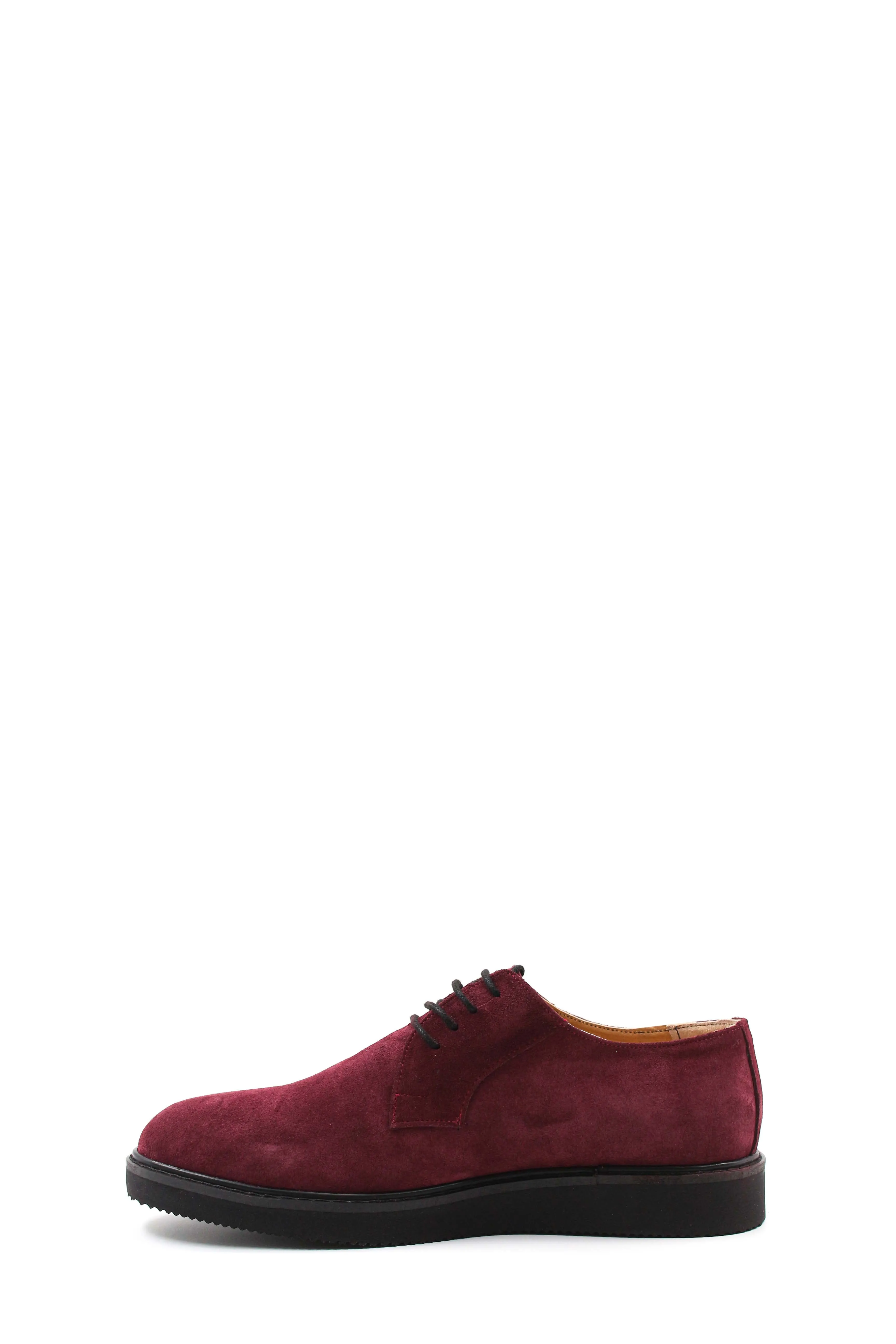 Burgundy Suede Derby Shoes-Wessi