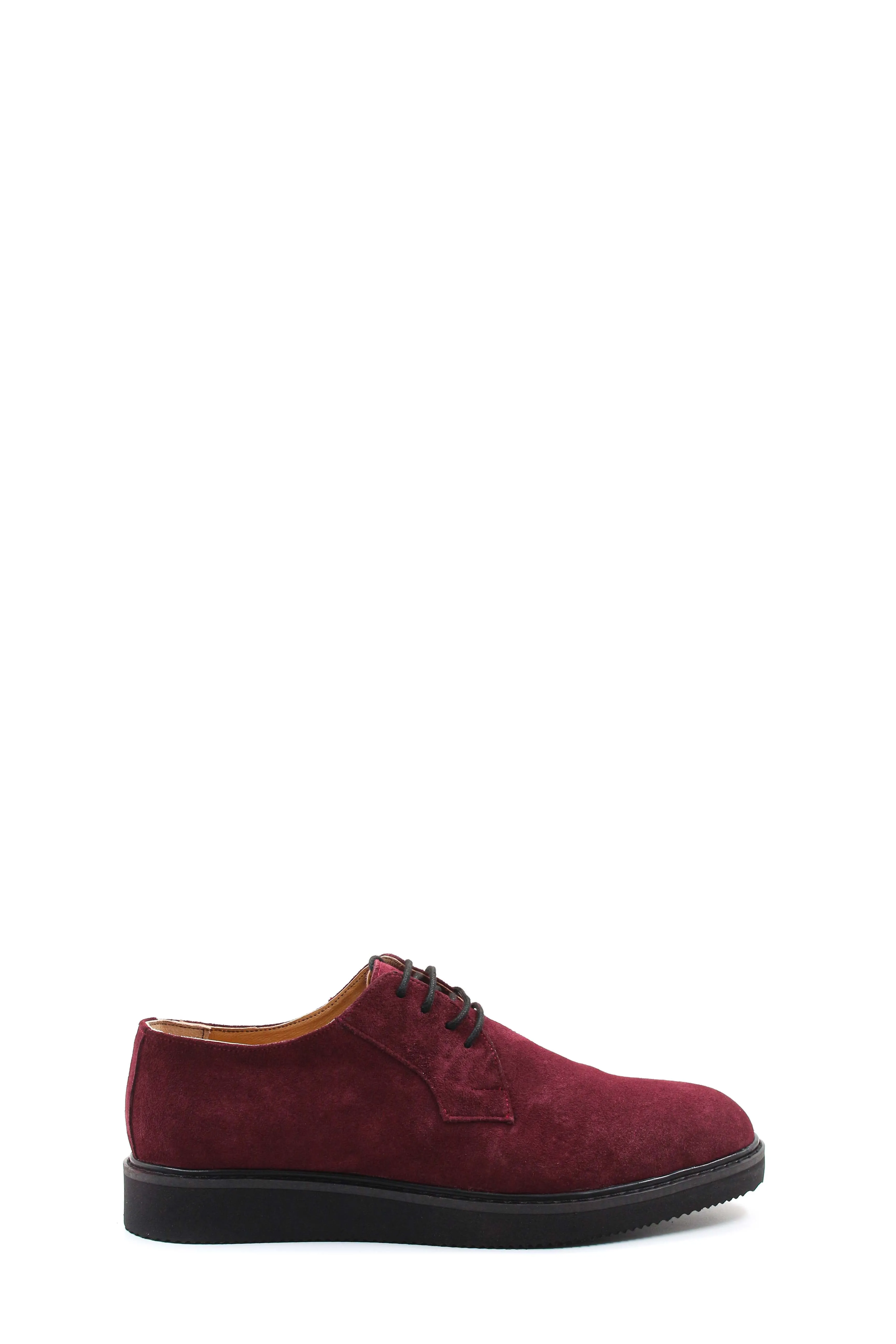 Burgundy Suede Derby Shoes-Wessi