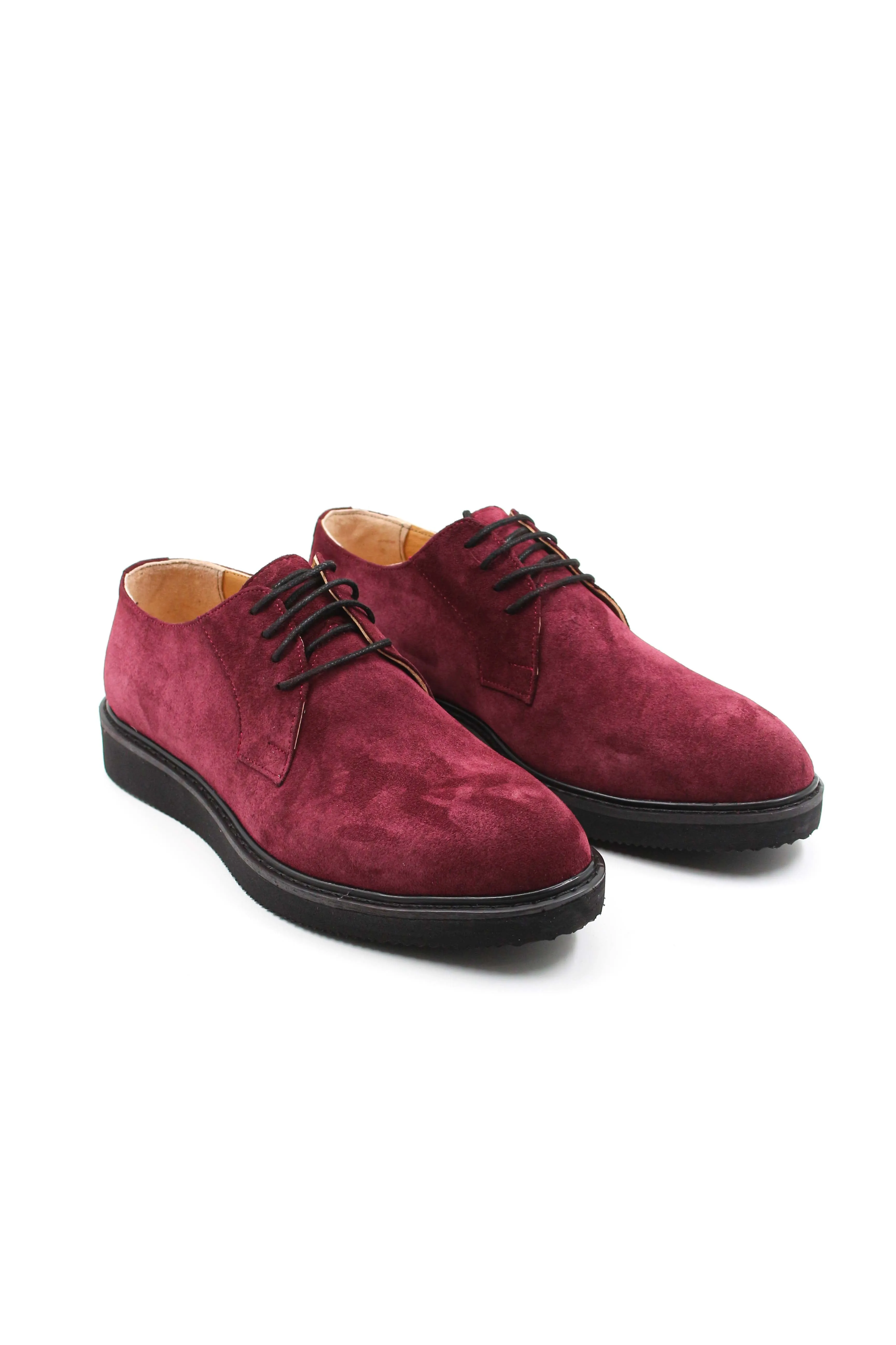 Burgundy Suede Derby Shoes-Wessi