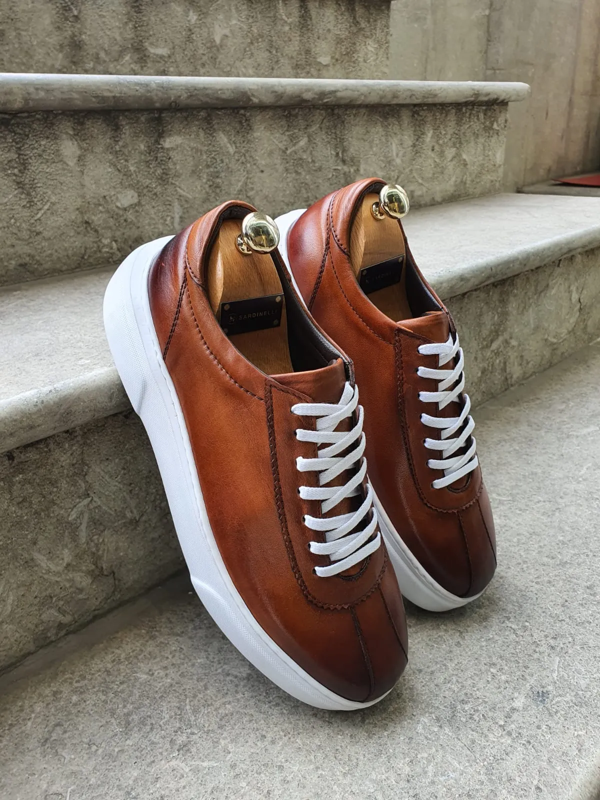 Buy Brown Laced Sneakers by GentWith | Free Shipping