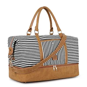 Canvas Duffel Weekender Bag with Shoe Compartment