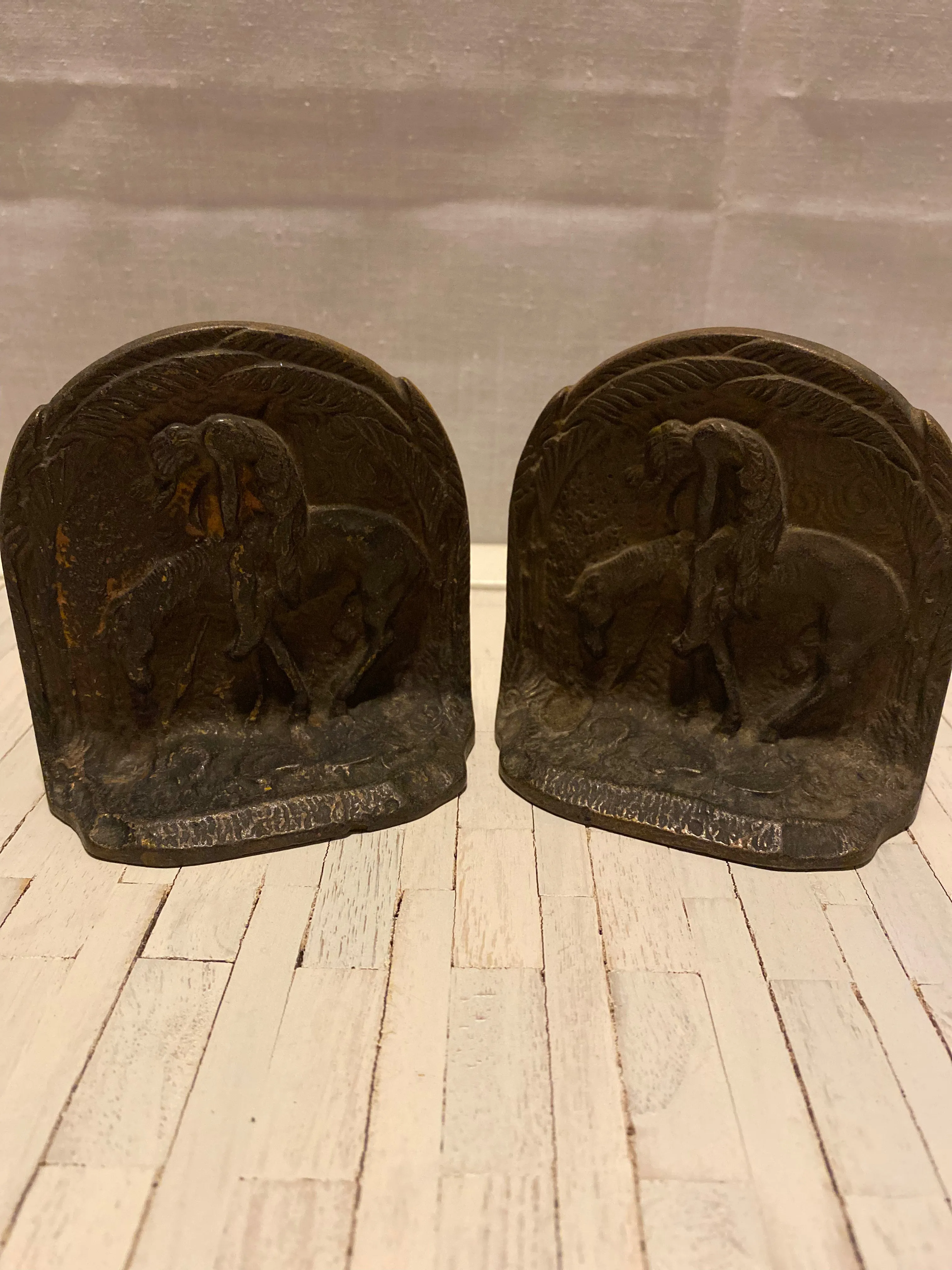 Cast Iron End of the Trail Bookends