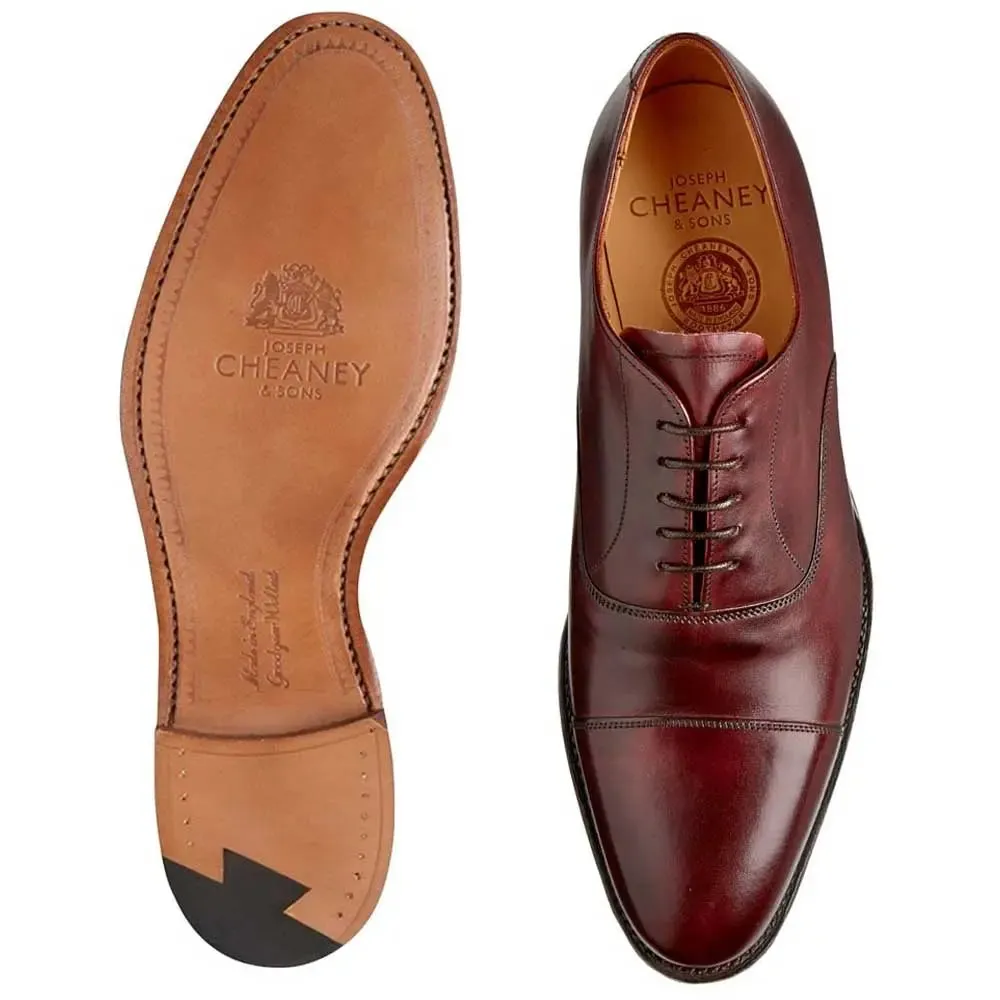 CHEANEY Shoes - Lime Leather Sole Oxford Shoes - Burgundy Calf