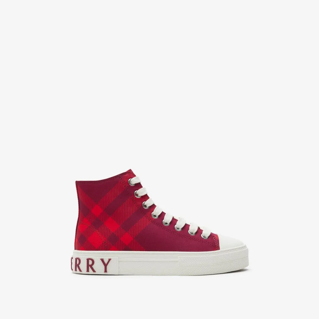 Check Gabardine High-Top Sneakers