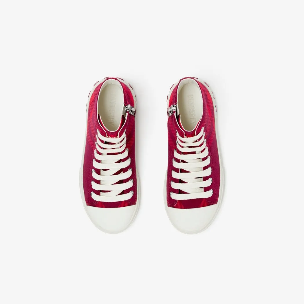 Check Gabardine High-Top Sneakers