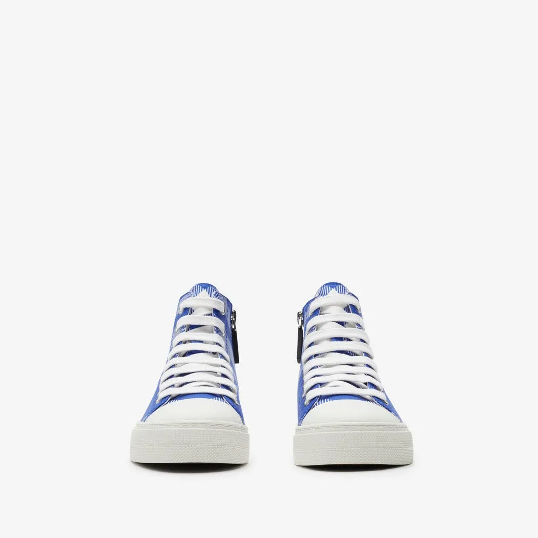 Check Gabardine High-Top Sneakers