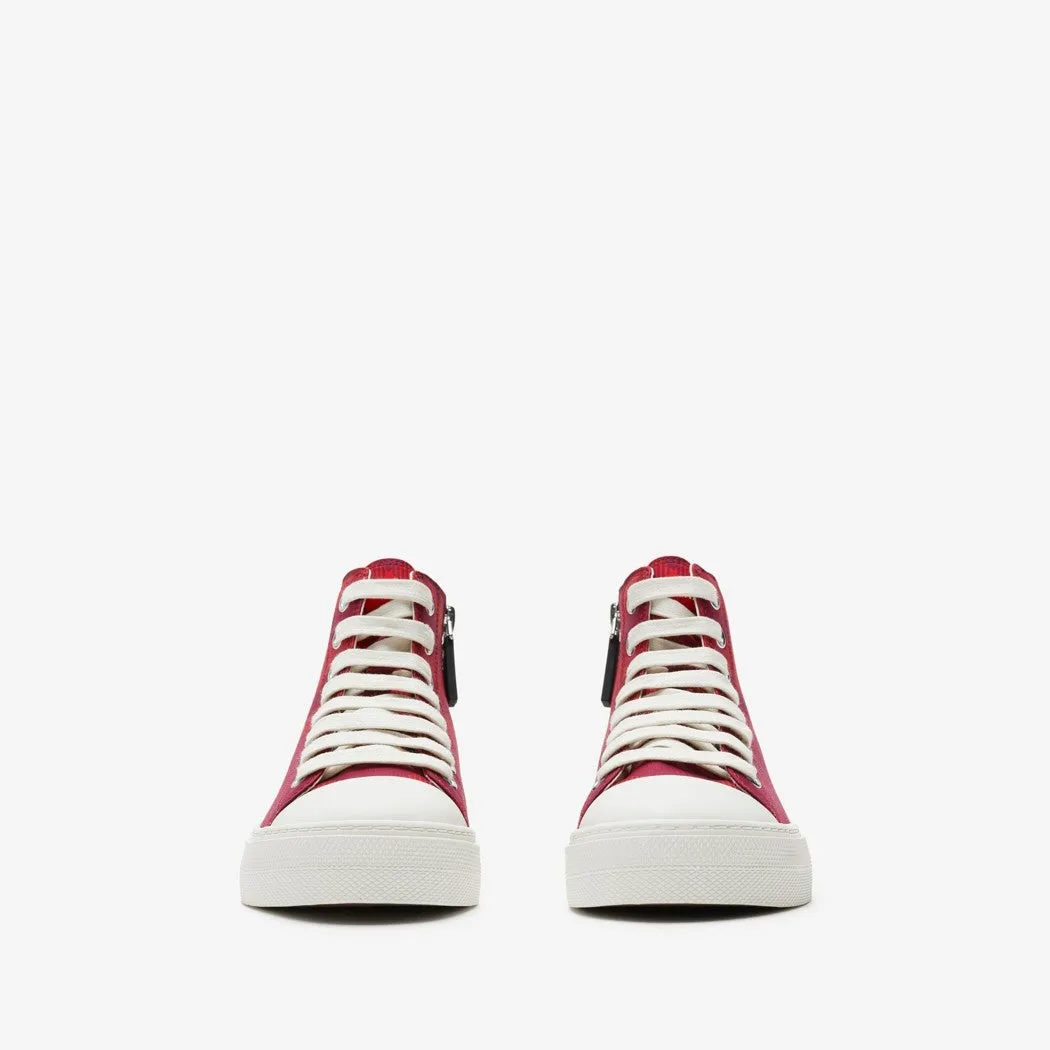 Check Gabardine High-Top Sneakers