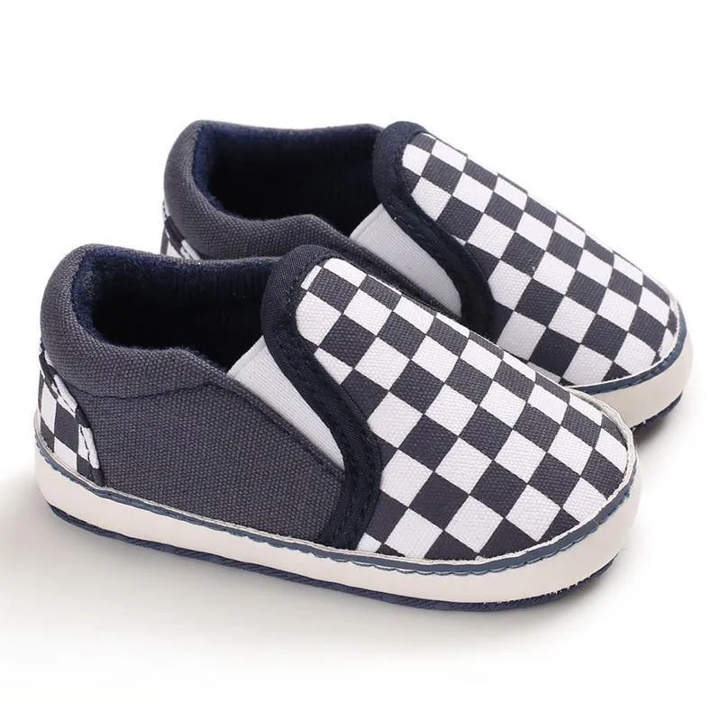 Checkered Casual Newborn Baby Boy Girl Soft Cotton Shoes