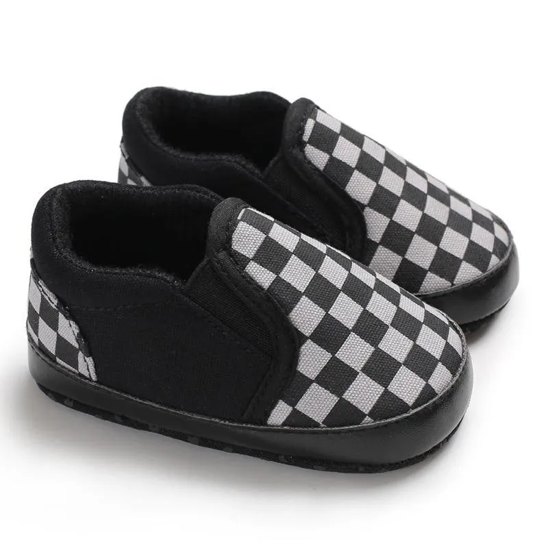 Checkered Casual Newborn Baby Boy Girl Soft Cotton Shoes