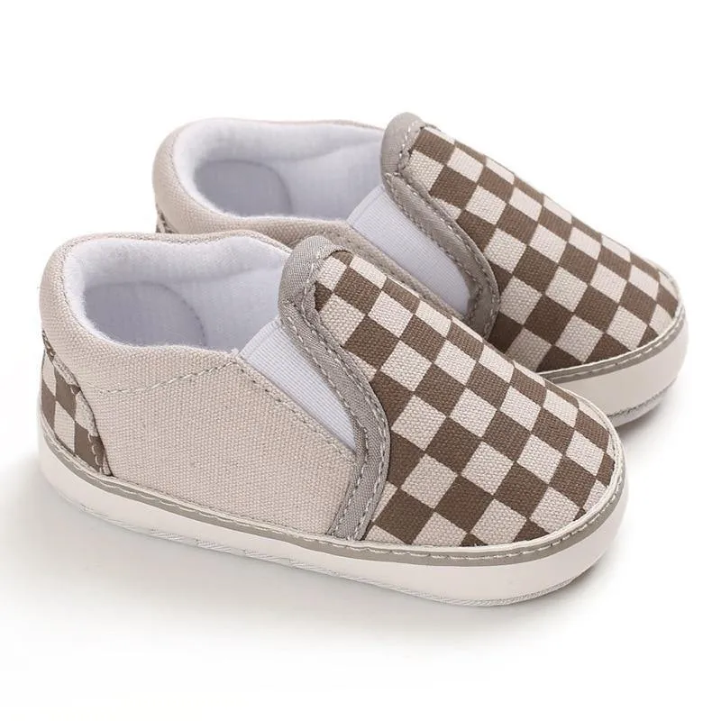 Checkered Casual Newborn Baby Boy Girl Soft Cotton Shoes