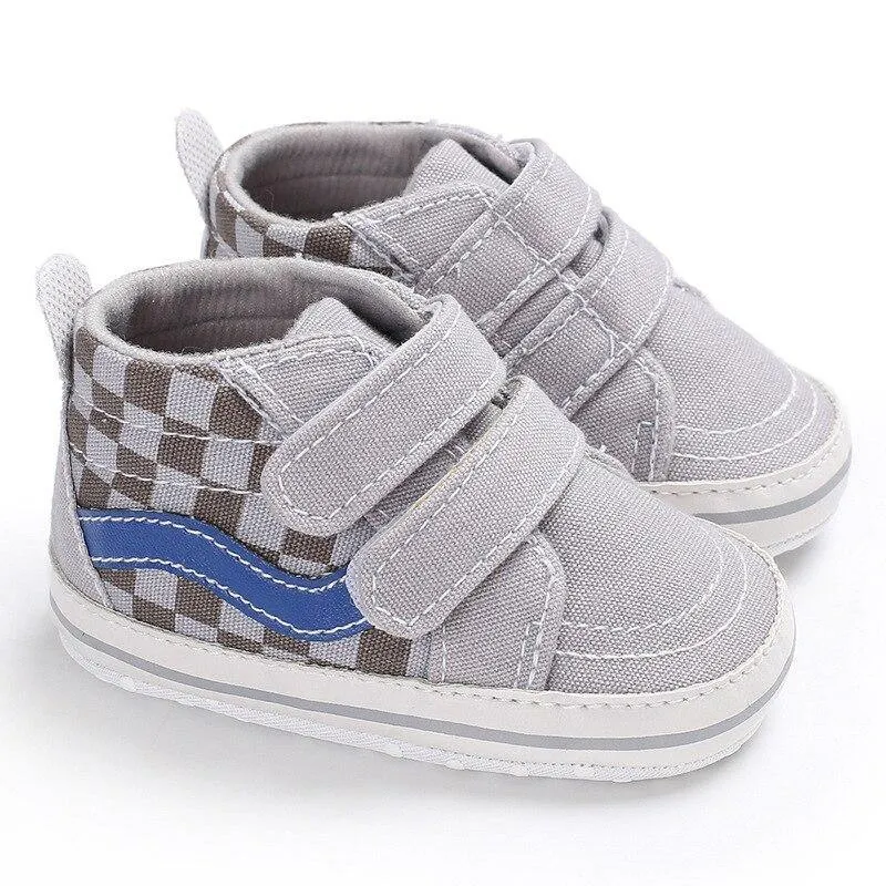 Checkered Casual Newborn Baby Boy Girl Soft Cotton Shoes