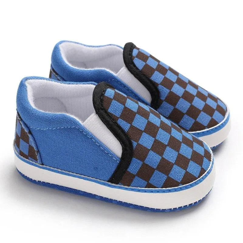 Checkered Casual Newborn Baby Boy Girl Soft Cotton Shoes