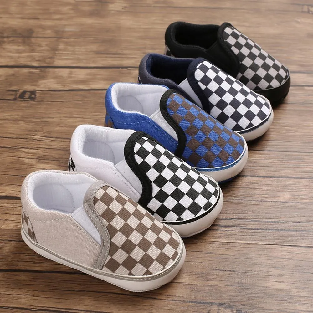 Checkered Casual Newborn Baby Boy Girl Soft Cotton Shoes