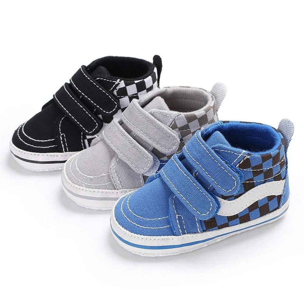 Checkered Casual Newborn Baby Boy Girl Soft Cotton Shoes