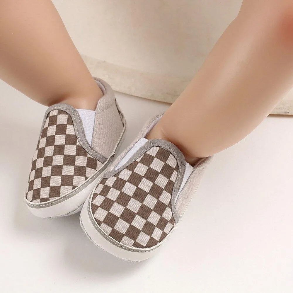 Checkered Casual Newborn Baby Boy Girl Soft Cotton Shoes