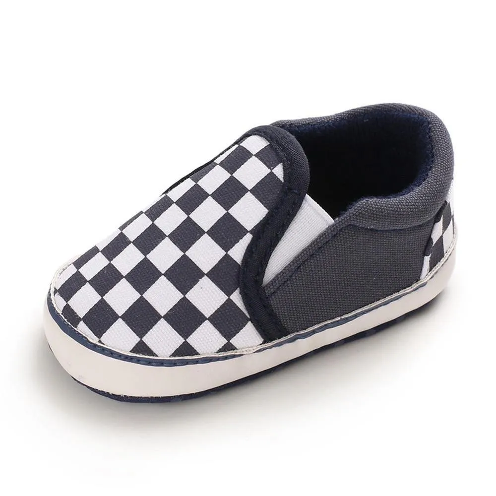 Checkered Casual Newborn Baby Boy Girl Soft Cotton Shoes