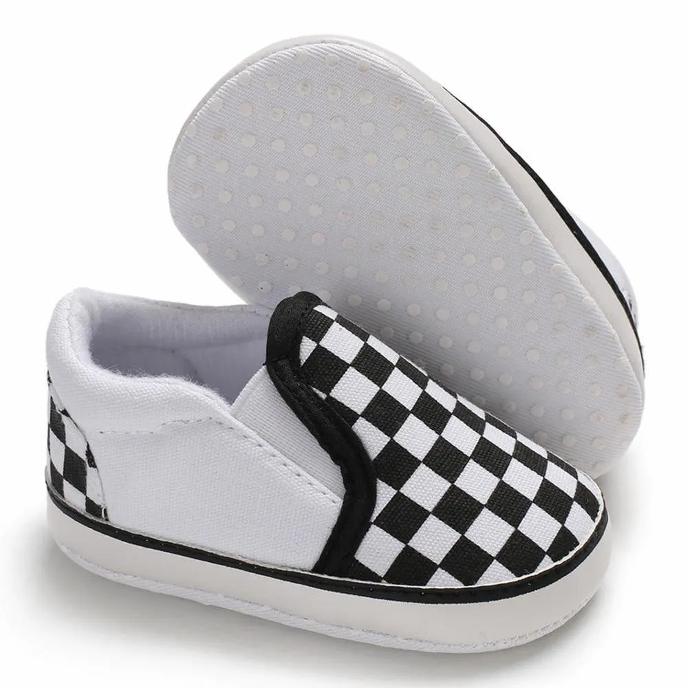 Checkered Casual Newborn Baby Boy Girl Soft Cotton Shoes