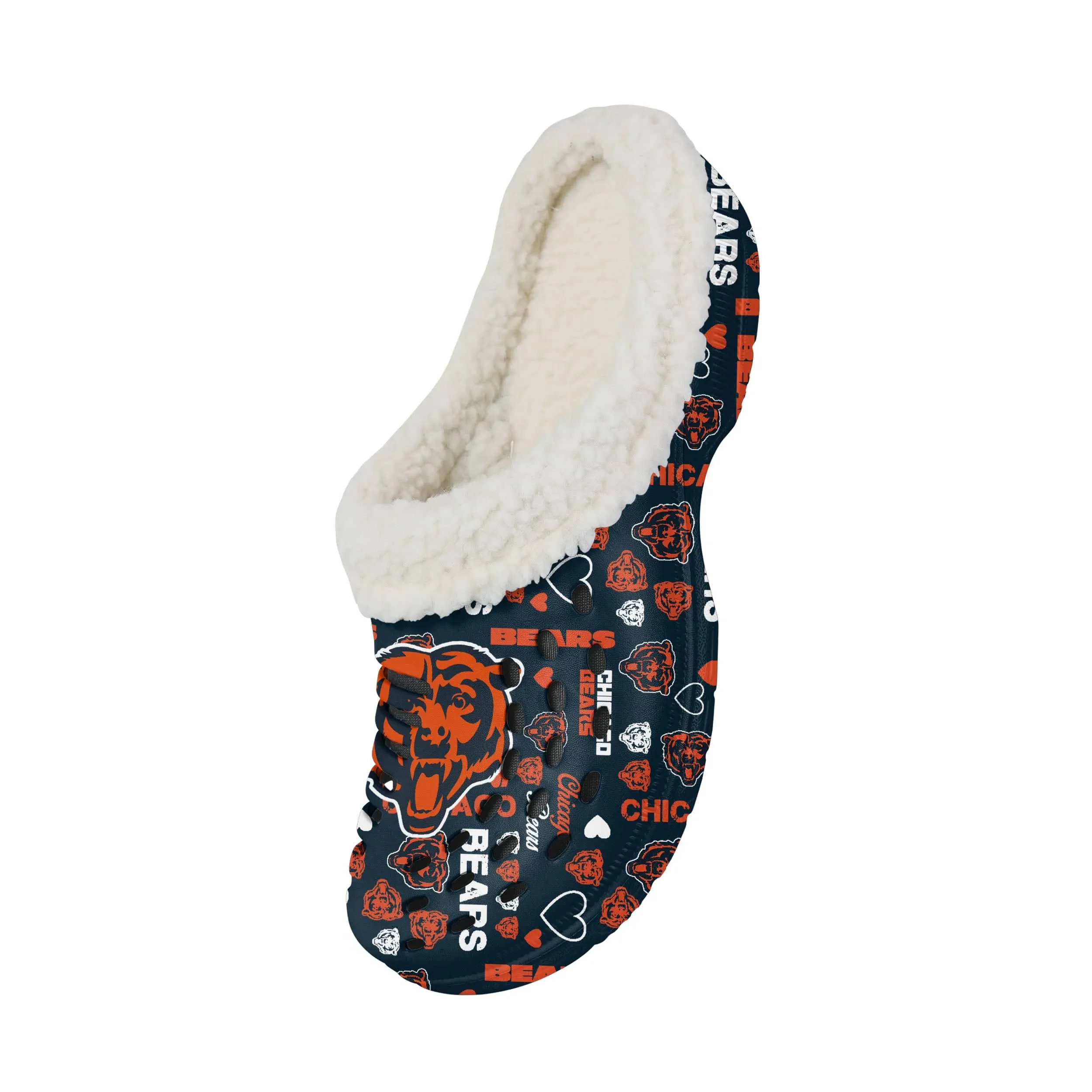 Chicago Bears NFL Womens Sherpa Lined Logo Love Clog