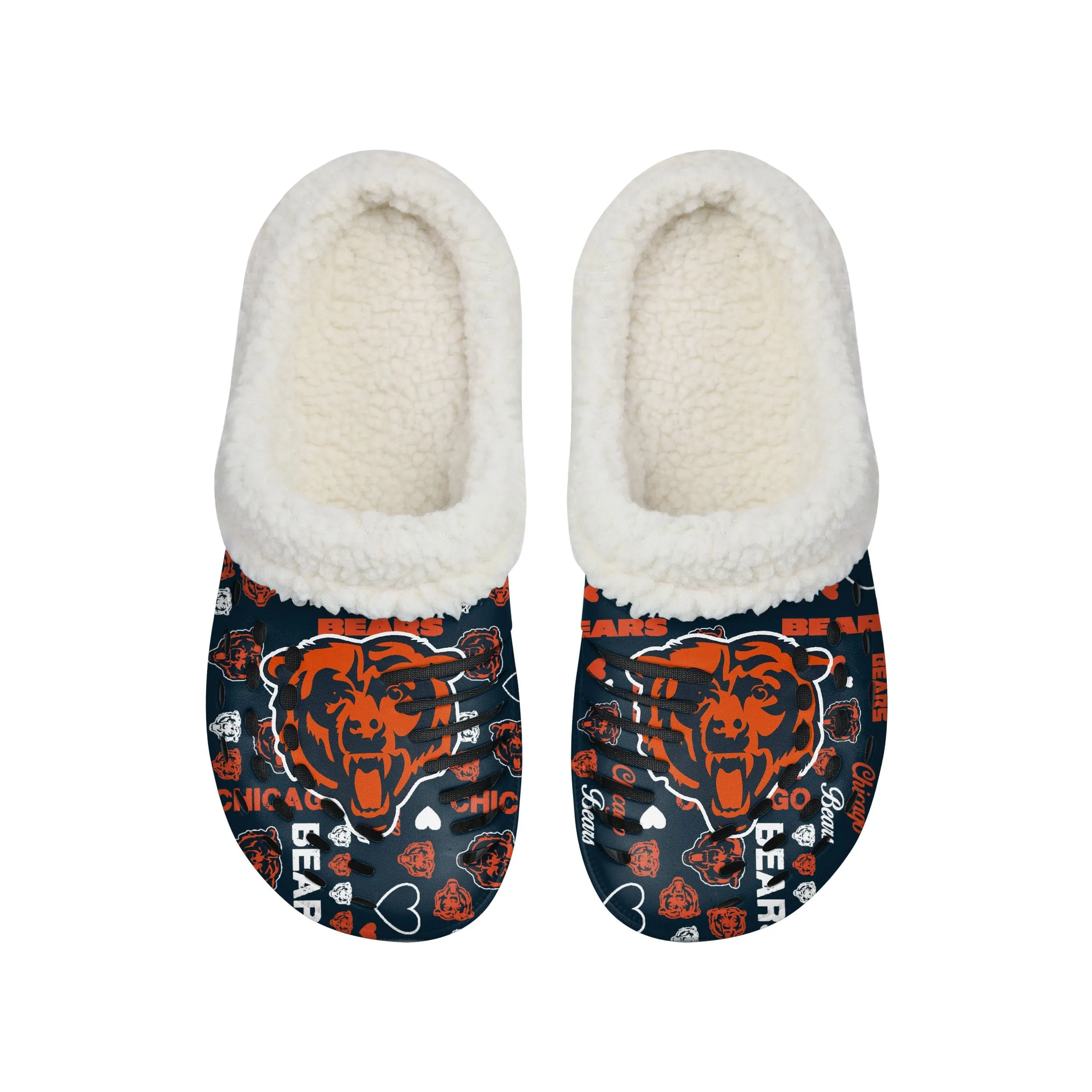 Chicago Bears NFL Womens Sherpa Lined Logo Love Clog